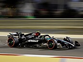 Lewis Hamilton z Mercedesu během druhého tréninku na Velkou cenu Bahrajnu.