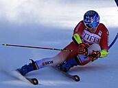 Švýcar Marco Odermatt na trati obřího slalomu v Palisades Tahoe
