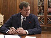 Šéf okupační správy Záporožské oblasti Jevgenij Balickij při setkání s ruským...