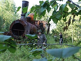 Oputná lokomotiva ve východní ásti takzvané Mrtvé trati mezi Salechardem a...