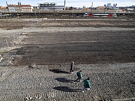 Výstavba v okolí nádraí na Smíchov (24. února 2024)