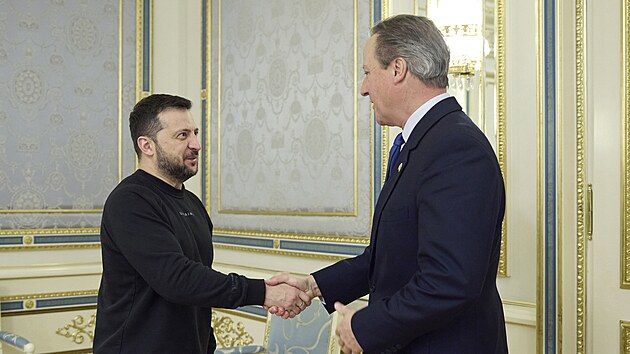 Britsk ministr zahrani David Cameron s ukrajinskm prezidentem Volodymyrem Zelenskm v Kyjev (16. listopadu 2023)
