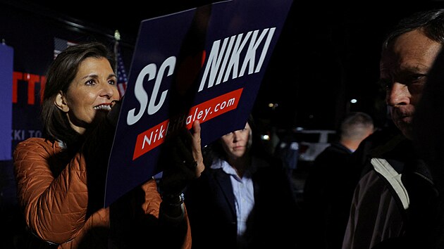 Nikki Haleyov bhem kampan v Jin Karoln (22. nora 2024)