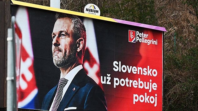 Pedvolebn billboard slovenskho prezidentskho kandidta Petera Pellegriniho (4. nora 2024)