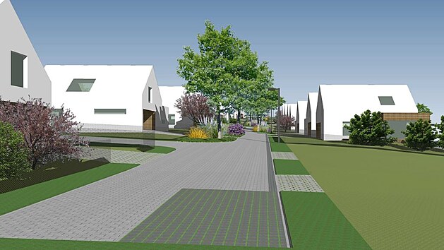 Vizualizace pl�novan� z�stavby rodinn�mi domy v Ole�nici na Blanensku. M�stu se neda�� pozemky prodat.