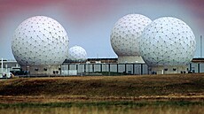 Radarová stanice Fylingdales ve Spojeném království. Tato základna RAF je...
