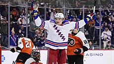 Matt Rempe slaví první gól v NHL.