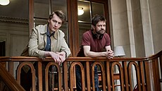 Vojtch Vodochodský a Jií Mádl bhem natáení filmu Vlny (2024)