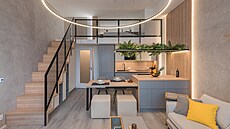 Nábytek navr�ený a vyrobený na míru umo�nil vyu�ít ka�dý centimetr prostoru.