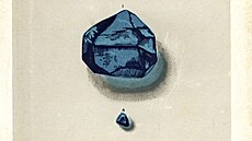 Diamant Tavernier Bleu (nahoe) ve své pvodní podob na kresb z roku 1892