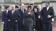 Princ Andrew, vévodkyn Sarah Fergusonová a lenové britské královské rodiny na...