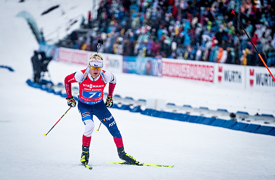 Tomá� Mikyska na trati smí�ené �tafety na Holmenkollenu