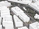 Pohled na brnnské Malinovského námstí a budovy divadel v 3D modelu