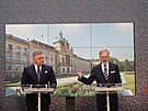 Premiér Petr Fiala (ODS) a slovenský premiér Robert Fico na tiskové konferenci...