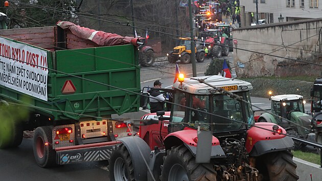 Zemdlci opt protestuj v Praze, do hlavnho msta zamily stovky traktor. (7. bezna 2024)
