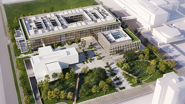 Vizualizace novho kampusu Lkask a Farmaceutick fakulty Univerzity Karlovy u Fakultn nemocnice v Hradci Krlov
