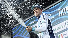 Phil Bauhaus oslavuje triumf ve t�etí etap� závodu Tirreno Adriatico.