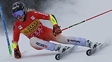 výcarská lyaka Lara Gutová-Behramiová bhem prvního kola obího slalomu...