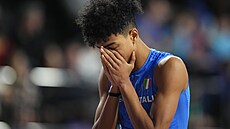 Italský dálka� Mattia Furlani se koncentruje na sv�j pokus.