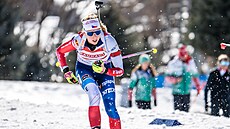 Markéta Davidová na trati sprintu v Soldier Hollow