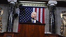 Joe Biden pi projevu o stavu unie v Kongresu. (8. bezna 2024)