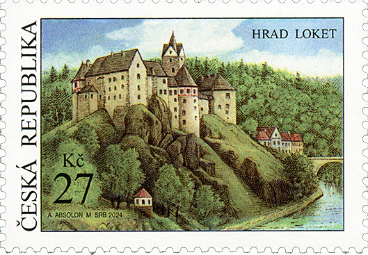 Nová známka vydaná eskou potou s hradem Loket jako ústedním motivem