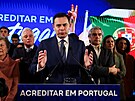 Lídr portugalských sociálních demokrat Luís Montenegro slaví vítzství ve...