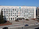 Budova radnice v Belgorodu poniená dronovým útokem (12. bezna 2024)