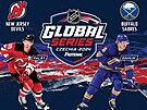Plakát k praskému zápasu NHL Global Series mezi New Jersey Devils a Buffalo...