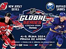 Plakát k praskému zápasu NHL Global Series mezi New Jersey Devils a Buffalo...