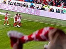 Slavia slaví první gól proti Teplicím.