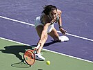 Emma Navarrová se natahuje pro míe v osmifinále turnaje v Indian Wells.