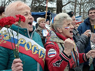 Oslavy tetího výroí anexe Krymu v Simferopolu (16. bezna 2017)