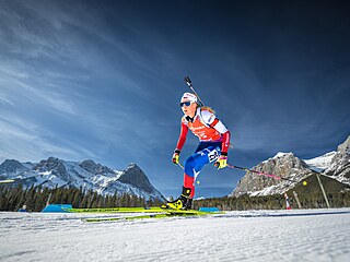 Markéta Davidová pi závrené stíhace sezony v kanadském Canmore.