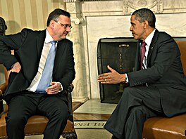 Premiér Petr Neas a americký prezident Barack Obama (27. íjna 2011)