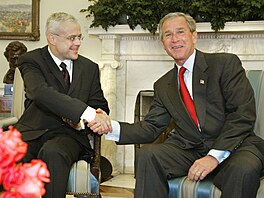 Premiér Vladimír pidla a americký prezident George Bush (15. ervence 2003)