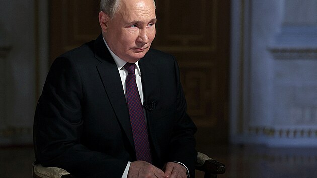 Rusk prezident Vladimir Putin v rozhovoru ped prezidentskmi volbami. (12. bezna 2024)