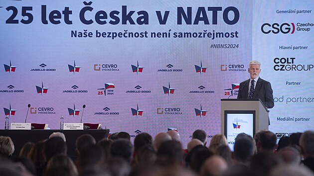 Prezident Petr Pavel vystoupil na konferenci Nae bezpenost nen samozejmost s hlavnm projevem. (12. bezna 2024)