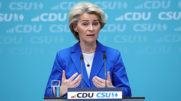 Ursula von der Leyenov na setkn veden CDU v Berln (11. bezna 2024)
