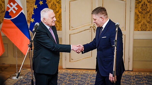 Vclav Klaus a Robert Fico se potkali v Bratislav. (11. bezna 2024)