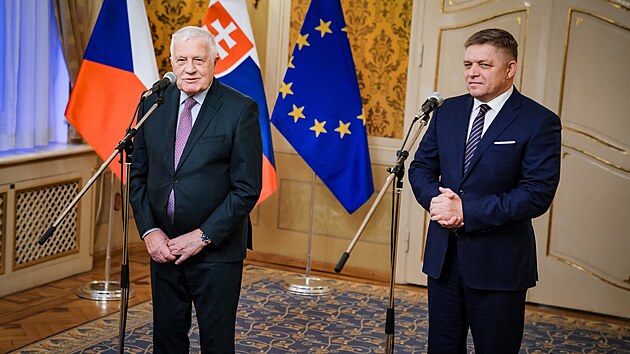 Vclav Klaus a Robert Fico se potkali v Bratislav. (11. bezna 2024)