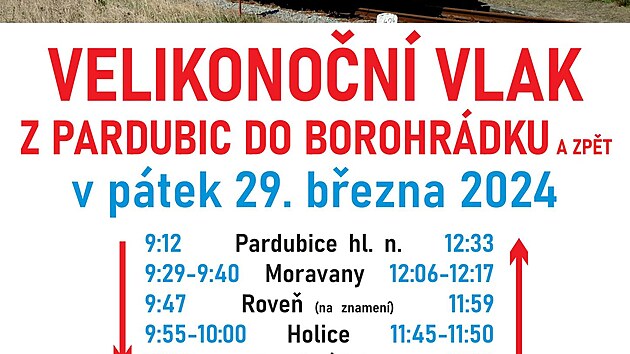 Plakt akce Velikonon vlak z Pardubic do Borohrdku