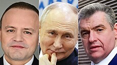 Kandidáti na ruského prezidenta. Zleva: Vladislav Davankov, Vladimir Putin,...