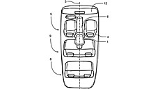Sedaka podle patentové pihláky koda Auto prezentovaná v roce 2022 ve studii Vision 7S