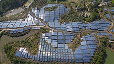 Solární farma v ínské prefektue Kan-ou. (12. bezna 2024)