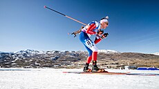 �eský biatlonista Joná� Mare�ek na trati sprintu v Soldier Hollow.