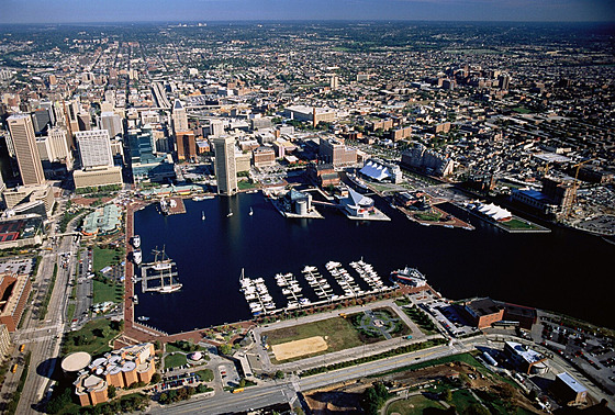 Pohled na pístav v americkém mst Baltimore (10. bezna 2023)