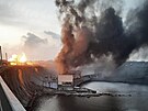 Rusové zaútoili i na Dnperskou vodní elektrárnu v Záporoí. (22. bezna 2024)