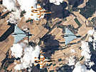 Nmecké Eurofighter Typhoon a izraelské F-16