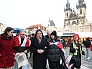 Bloruská opoziní vdkyn Svjatlana Cichanouská v nedli odhalila v Praze...
